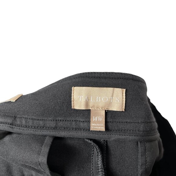 Talbots Luxe Italian Knit Flared Leg Pants Size 14W Black Stretch Button Career - Picture 4 of 10